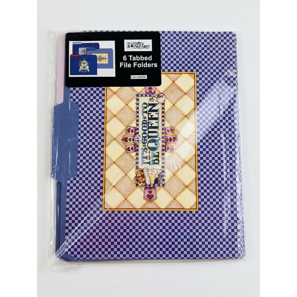 MARY ENGELBREIT 5 DECORATIVE TAB FILE FOLDERS MIXED STYLES SET Queen Purple Good - Picture 2 of 7